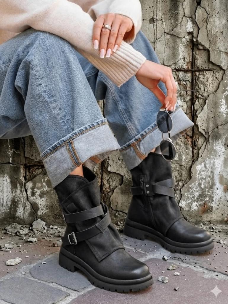 Gave black biker flap Boots met rits maat 40, Kleding | Dames, Schoenen, Zwart, Lage of Enkellaarzen, Nieuw, Ophalen of Verzenden