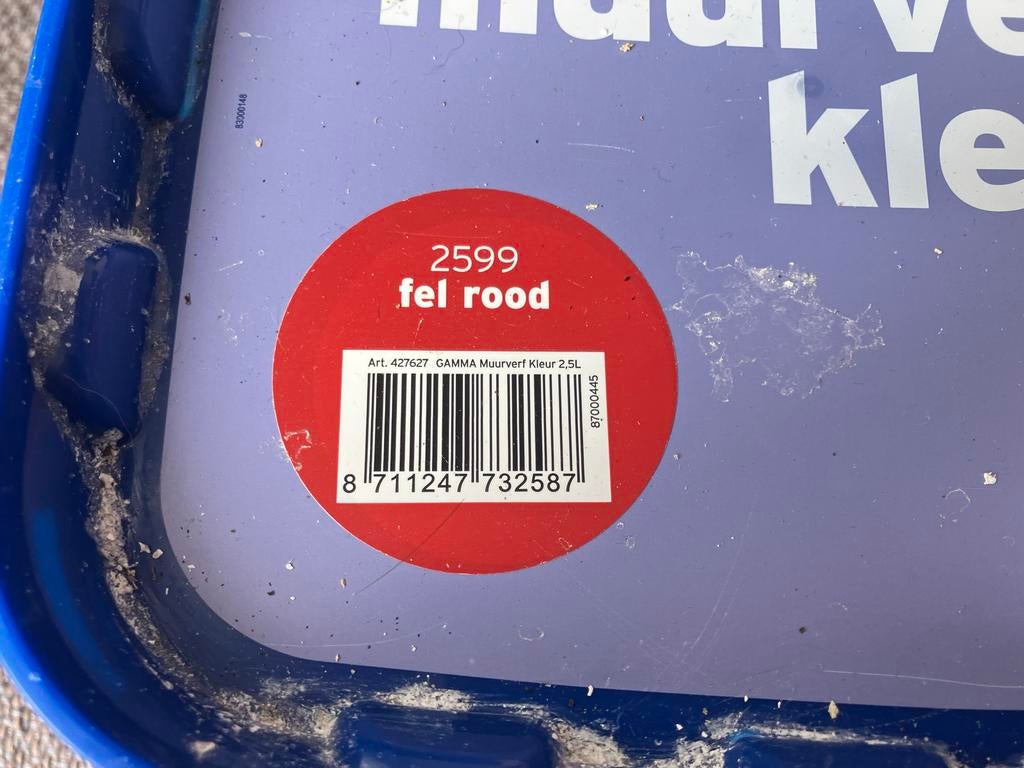 GAMMA Muurverf fel rood 2.5L, Ophalen, Nieuw, Verf, Minder dan 5 liter