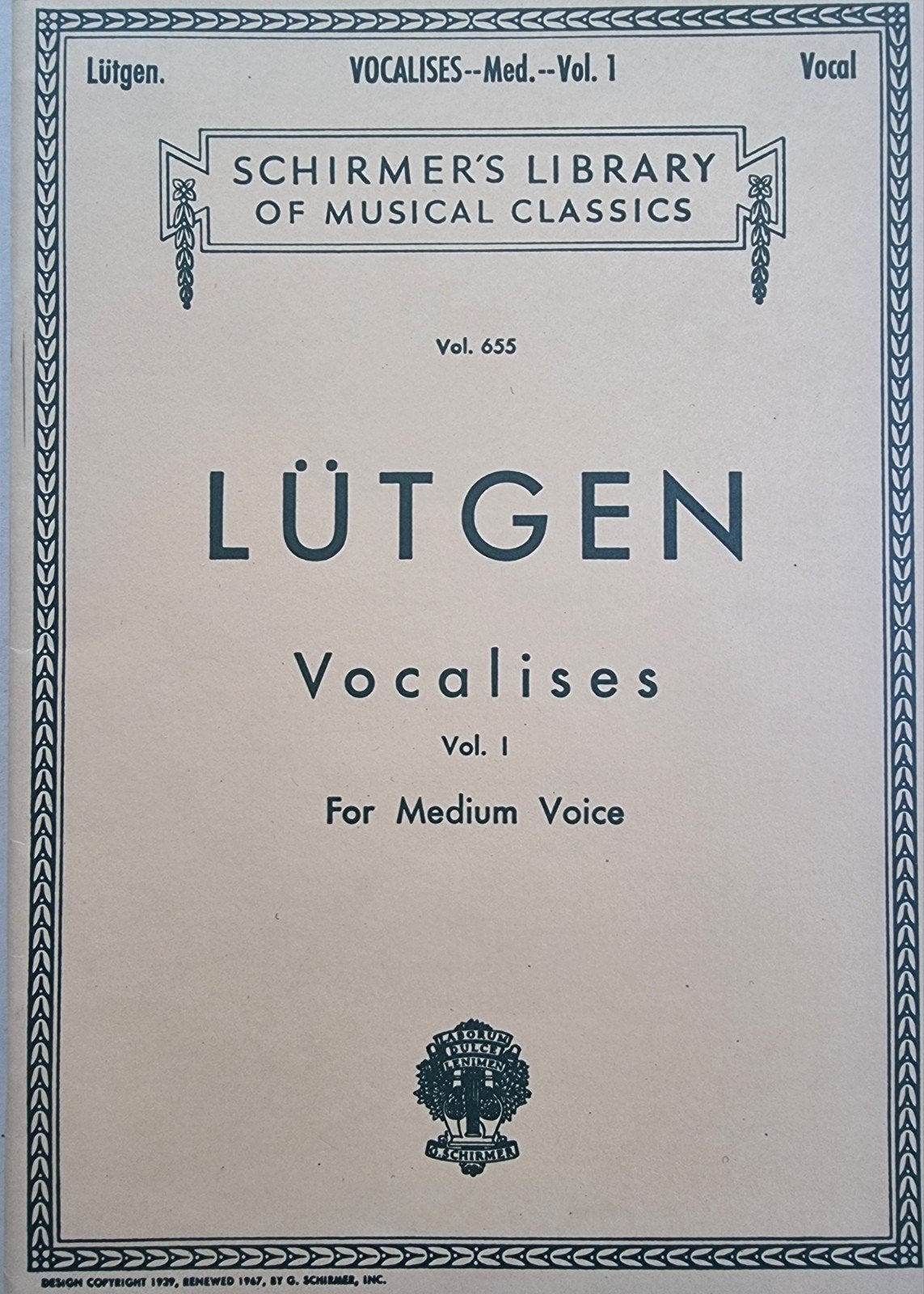 Lütgen Vocalises Vol. 1 - Medium Voice (bladmuziek) V38, Verzenden, Klassiek, Zang, Zo goed als nieuw