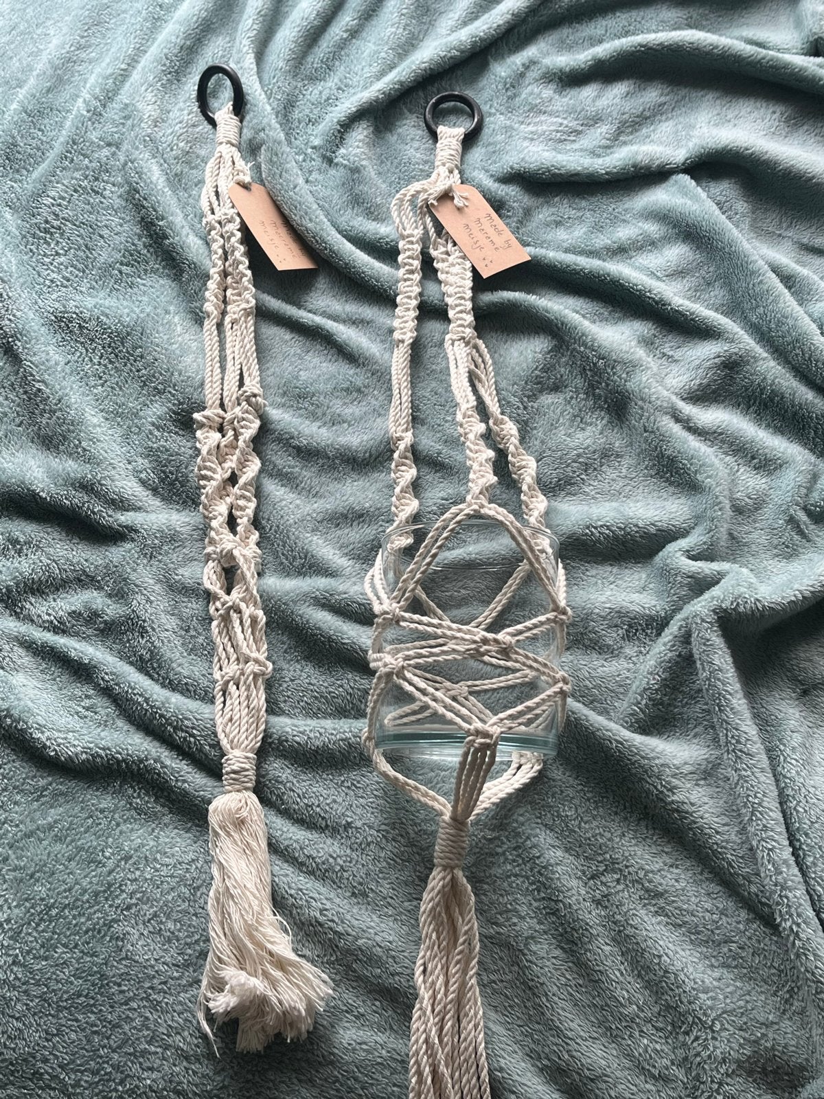 Set van 2 Macramé Plantenhangers - Handgemaakt, Ophalen, Beige, Boho, Nieuw
