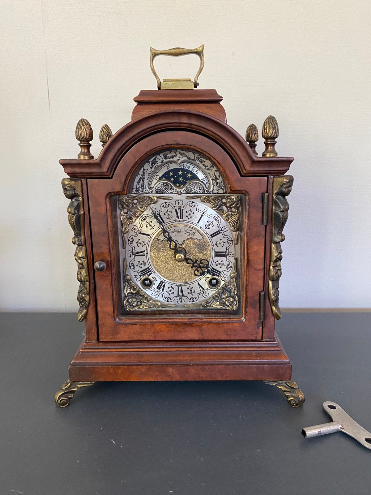 Vintage WUBA / John Warmink tafelklok met maanfase, Ophalen of Verzenden