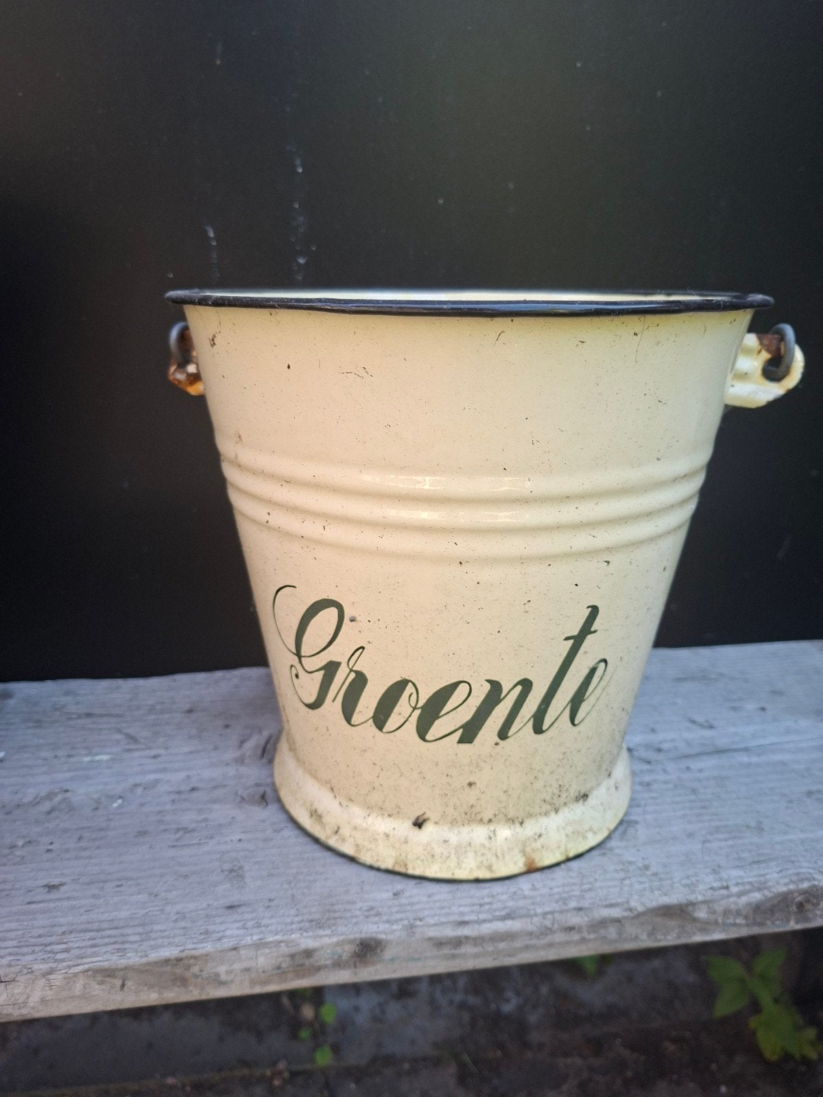 Vintage geëmailleerde emmer "Groente", Ophalen
