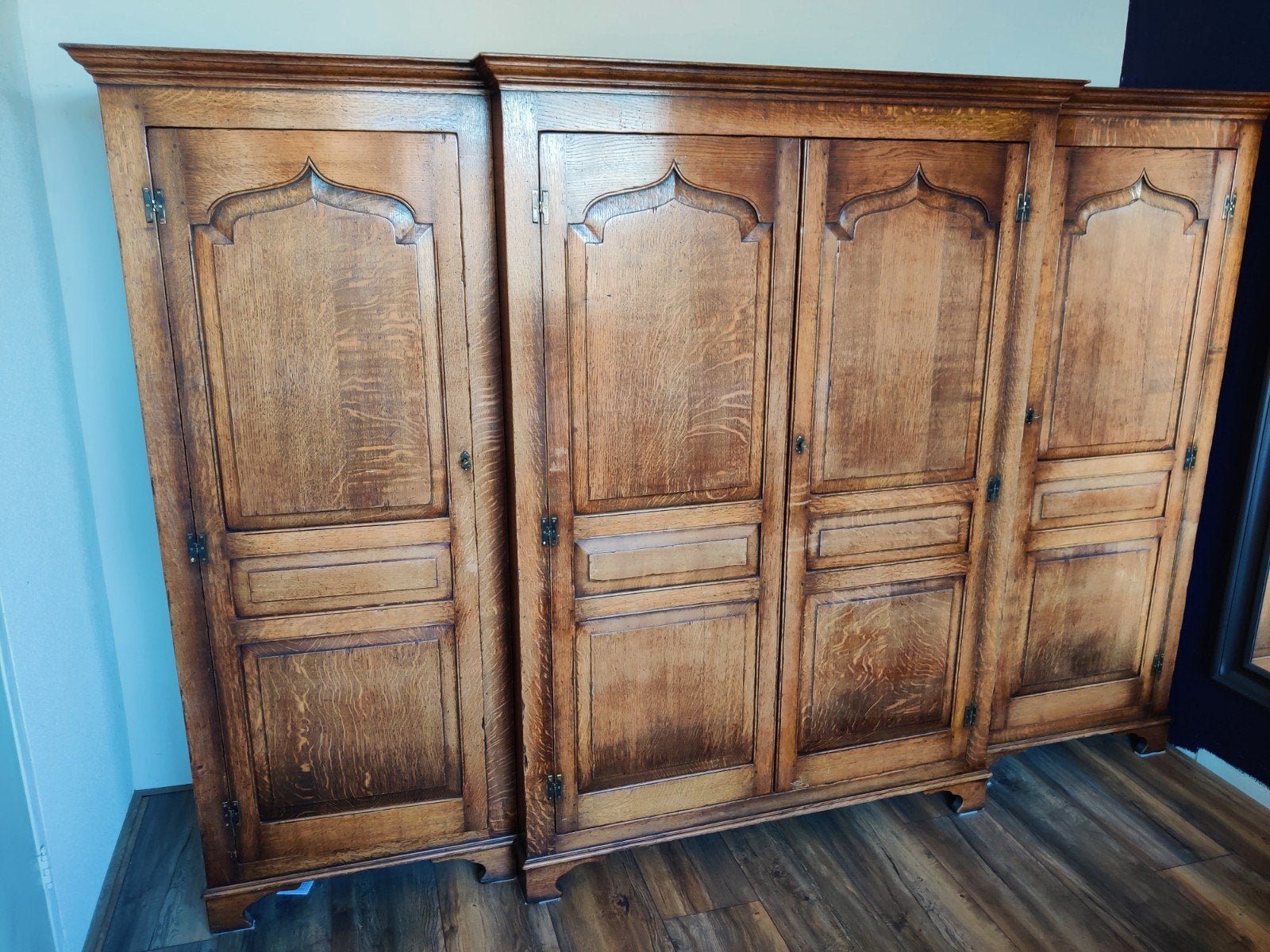Vintage Massief Engels Eiken Kledingkast - 280cm breed, Ophalen