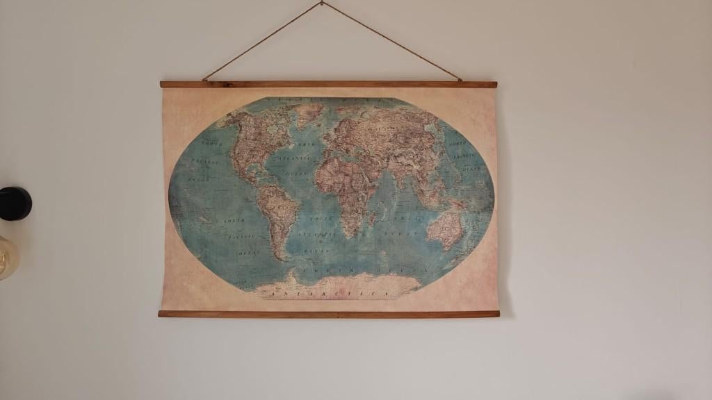 Wereldkaart, Ophalen, Zo goed als nieuw, 101 cm, 71 cm