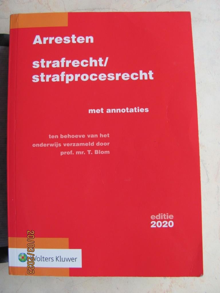 ARRESTEN Strafrecht / strafprocesrecht editie 2020 BLOM 22e, Boeken, Ophalen of Verzenden, Gamma, Prof. mr. T. Blom, WO