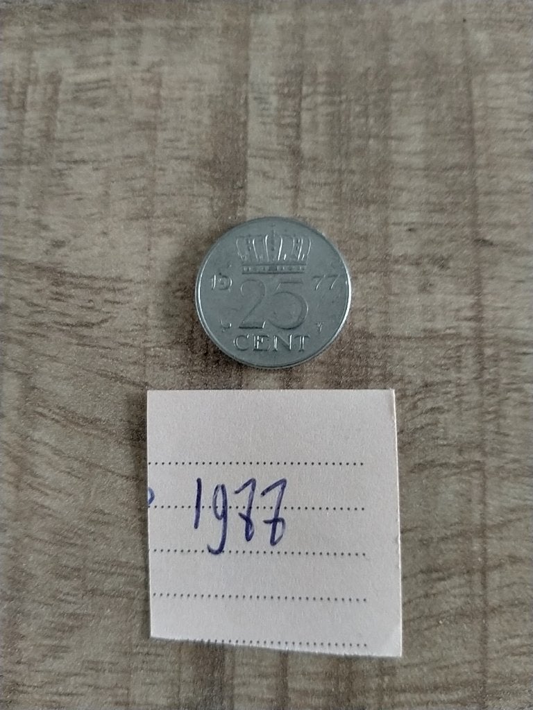 NL 25 Cent 1977 , Juliana, Verzenden, Koningin Juliana, 25 cent, Losse munt