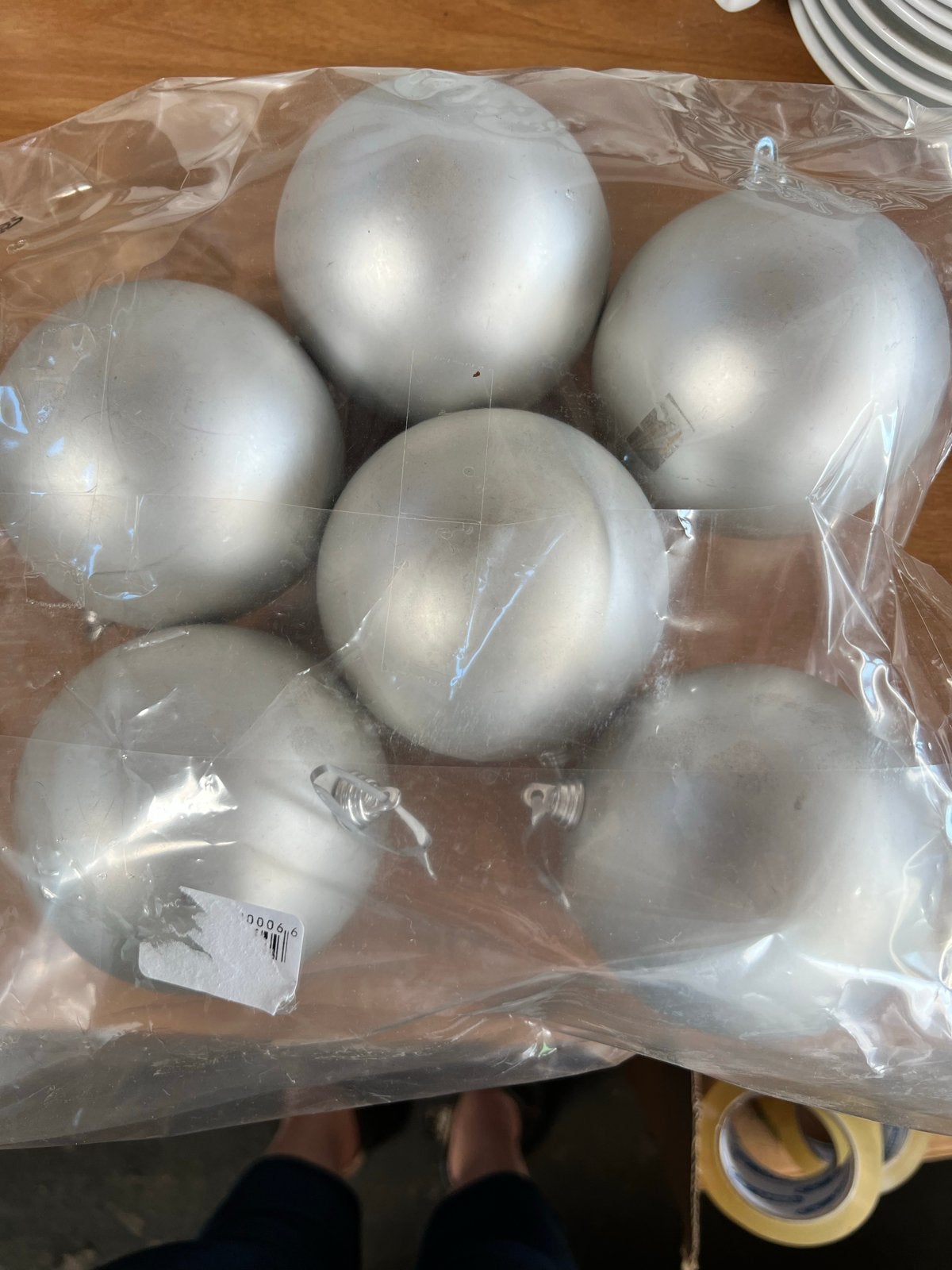 Zilveren kerstballen 6 stuk, Ophalen of Verzenden, Gebruikt