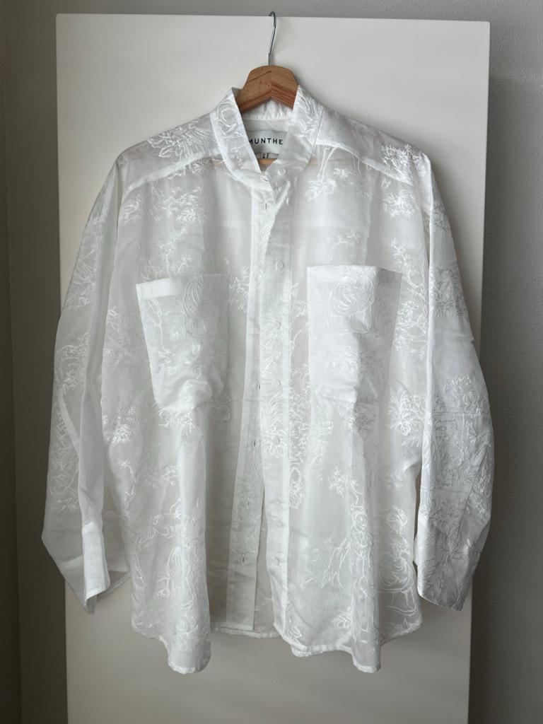 Munthe broderie blouse maat 34 nieuw, Kleding | Dames, Tops, Wit, Nieuw, Ophalen of Verzenden, Lange mouw