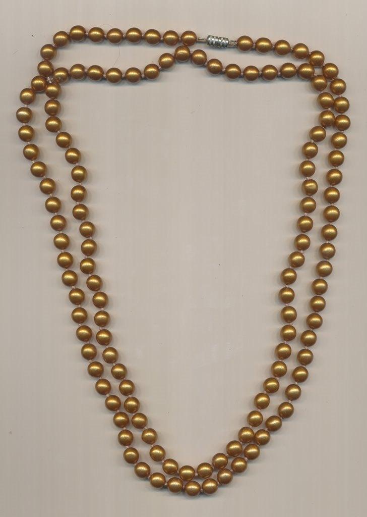 Vintage Geknoopte Parelketting Warm Goud/Brons, Verzenden, Gebruikt, Goud, Overige materialen