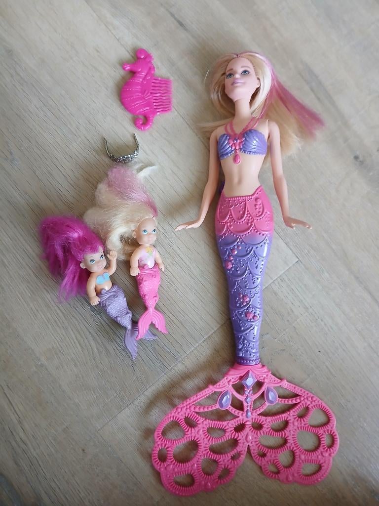 Zeemeermin barbie met bellenblaasstaart Mattel, met kindjes, Kinderen en Baby's, Speelgoed | Poppen, Ophalen of Verzenden, Gebruikt