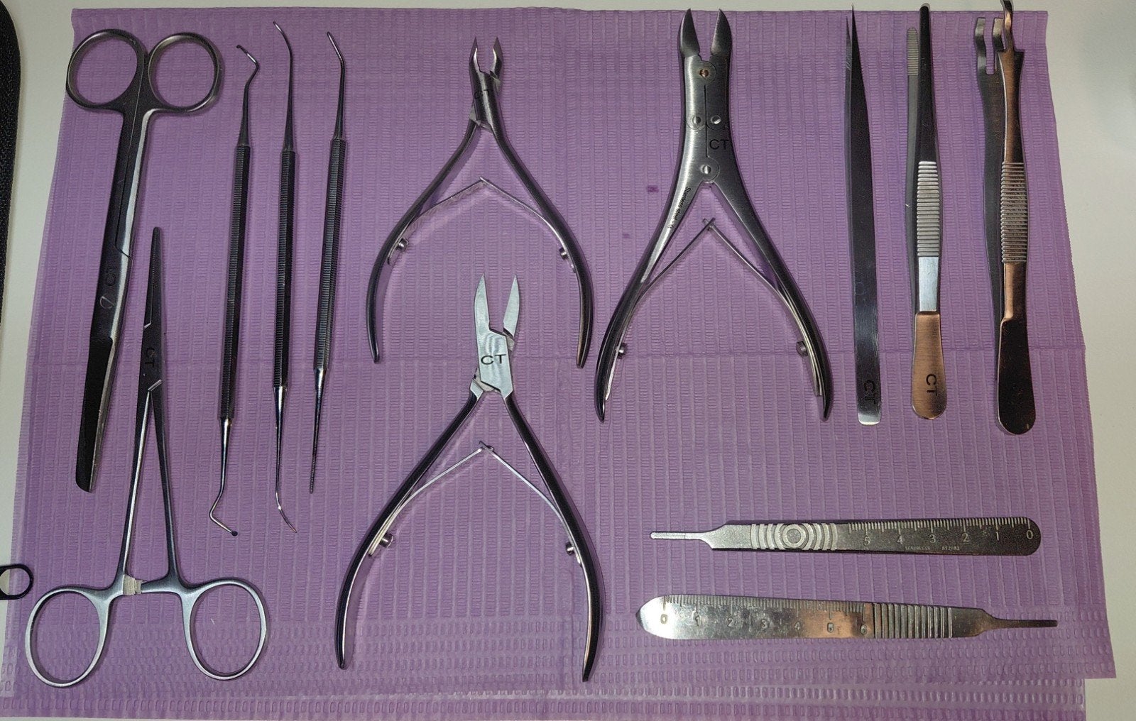 pedicure tangen set compleet, Ophalen of Verzenden, Zo goed als nieuw, Hand- en Voetverzorging