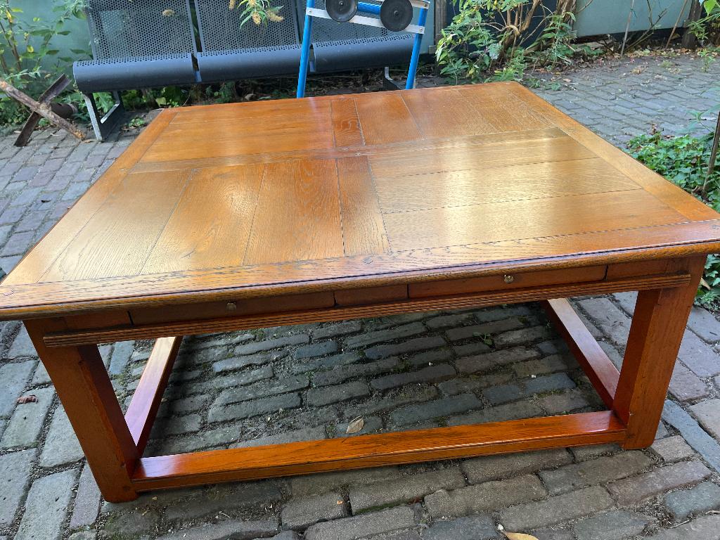 Schuitema 110x110 salontafel Arts and Crafts Art Deco, Ophalen, Vierkant, Overige houtsoorten, 100 tot 150 cm