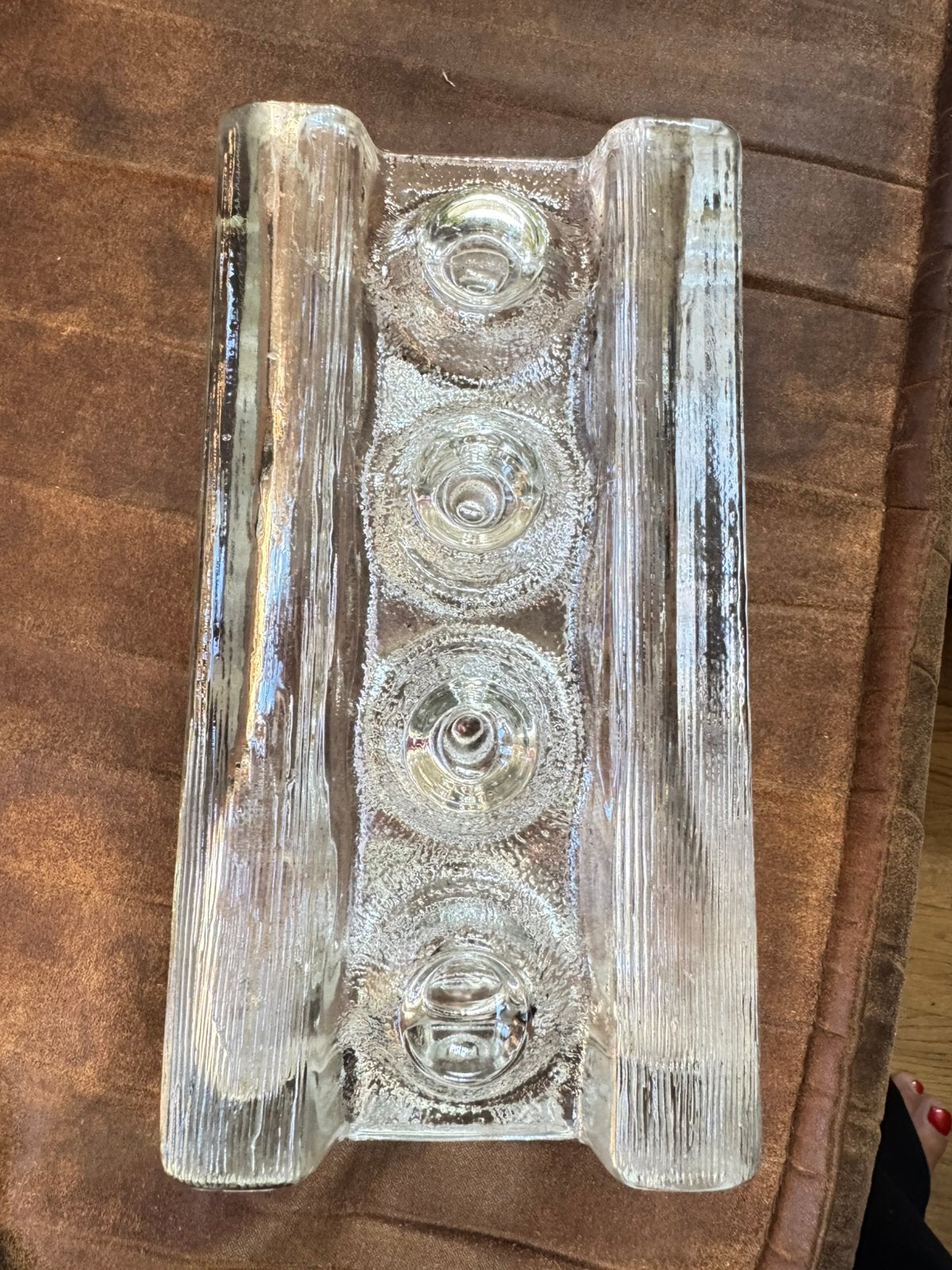 Vintage Walther Glas Blokvaas / Noppenvaas Brutalist 60s/70s, Antiek en Kunst, Ophalen of Verzenden