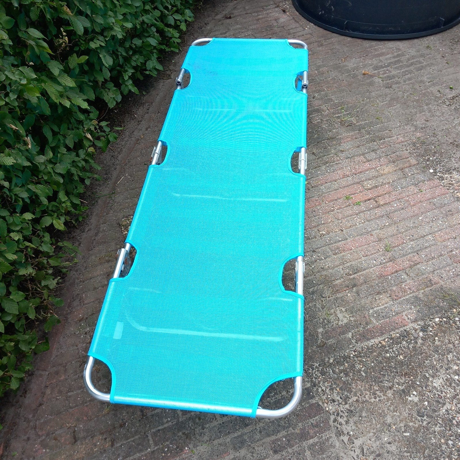 Ligbed tuinbed stretcher lichtgewicht blauw, Tuin en Terras, Ligbedden, Aluminium, Inklapbaar, Ophalen