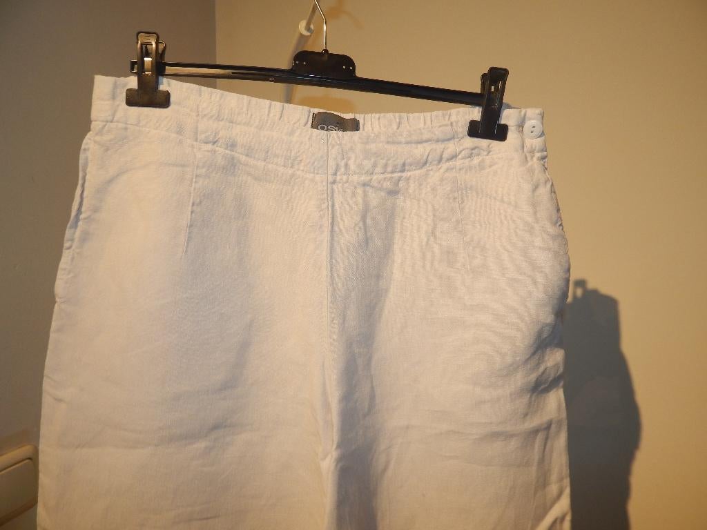 Oska witte wijde linnen broek elastische taille mt 3 Regular, Kleding | Dames, Verzenden, Wit, Maat 42/44 (L), Zo goed als nieuw