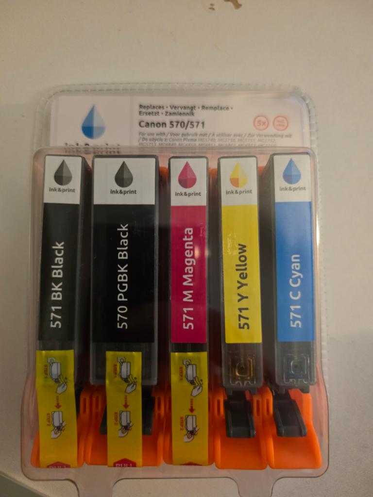 Inkt & Print Cartridges voor Canon 570/571 - 5 stuks, Ophalen, Nieuw, Cartridge, Ink&print
