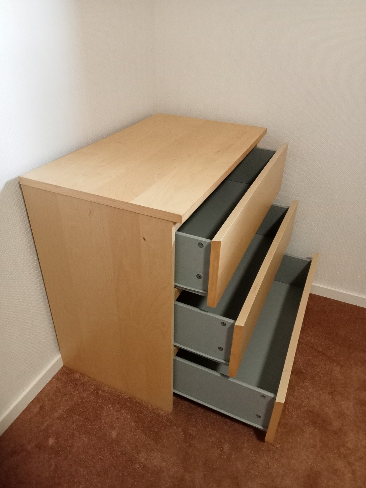 Ikea Malm ladekast met 3 laden - Zo goed als nieuw, Huis en Inrichting, Kasten | Ladekasten, Ophalen, Modern, Scandinavisch, 50 tot 100 cm