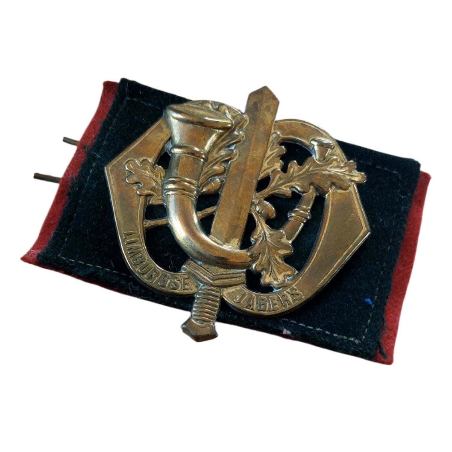 Oud Baretembleem Limburgse Jagers, Verzamelen, Militaria | Algemeen, Ophalen of Verzenden, Landmacht, Nederland, Embleem of Badge