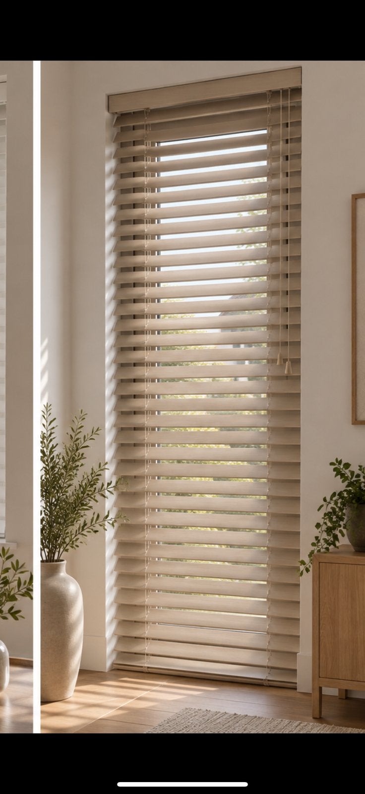 2.Nieuwe houten jaloezie 50mm – 92x245 – lindenhout zand, Jaloezie, 92 cm, Nieuw, 245 cm