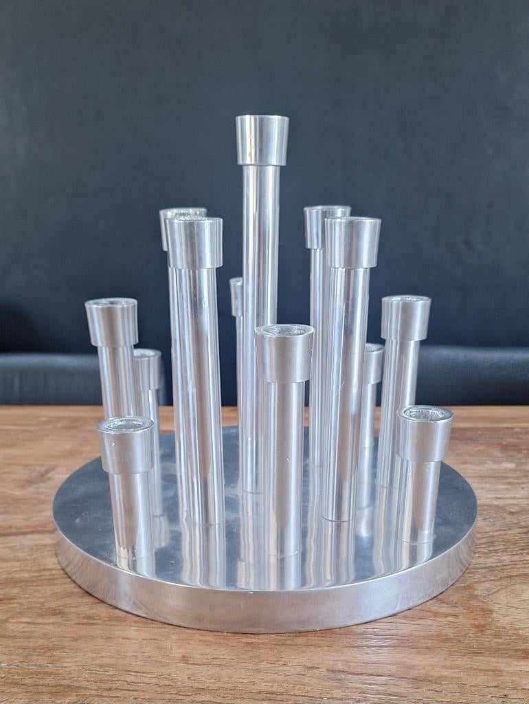 div. vintage aluminium kandelaar lamp plantentafel tafeltjes, Gebruikt, Overige kleuren, Ophalen of Verzenden, Metaal