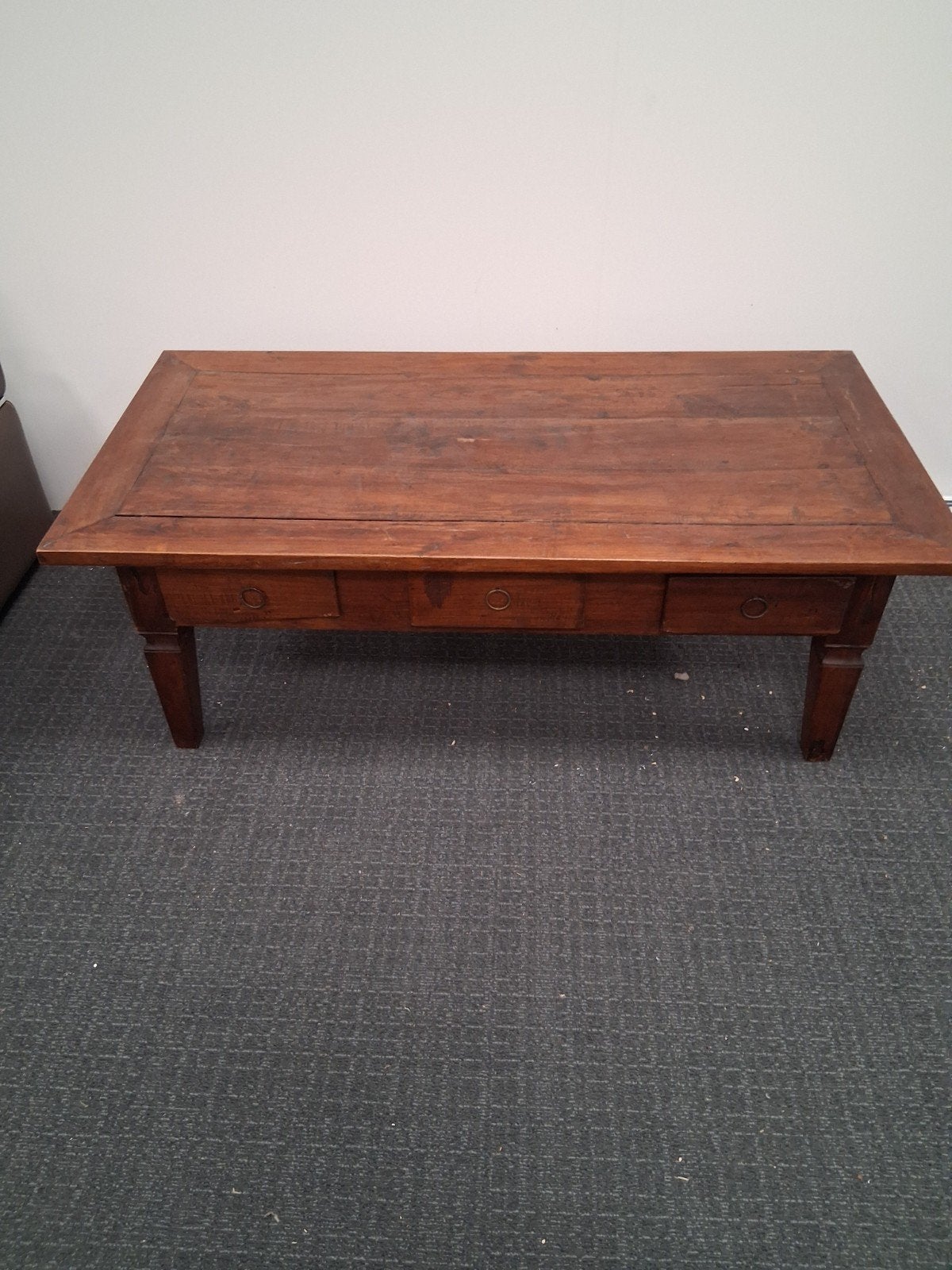 Hardhouten Tafel met 3 Lades - 74x144x51 cm, Huis en Inrichting, Tafels | Salontafels, Ophalen