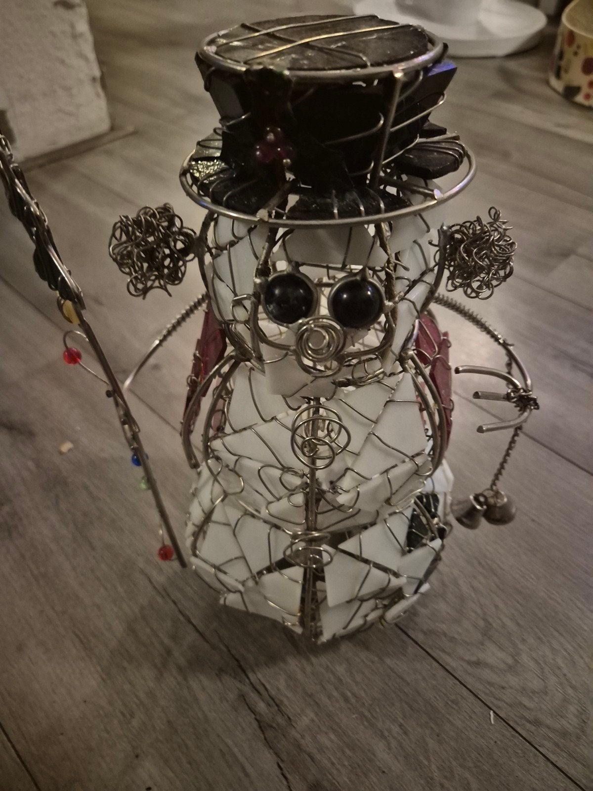 Vintage handgemaakte sneeuwpop met lichtje, Ophalen of Verzenden