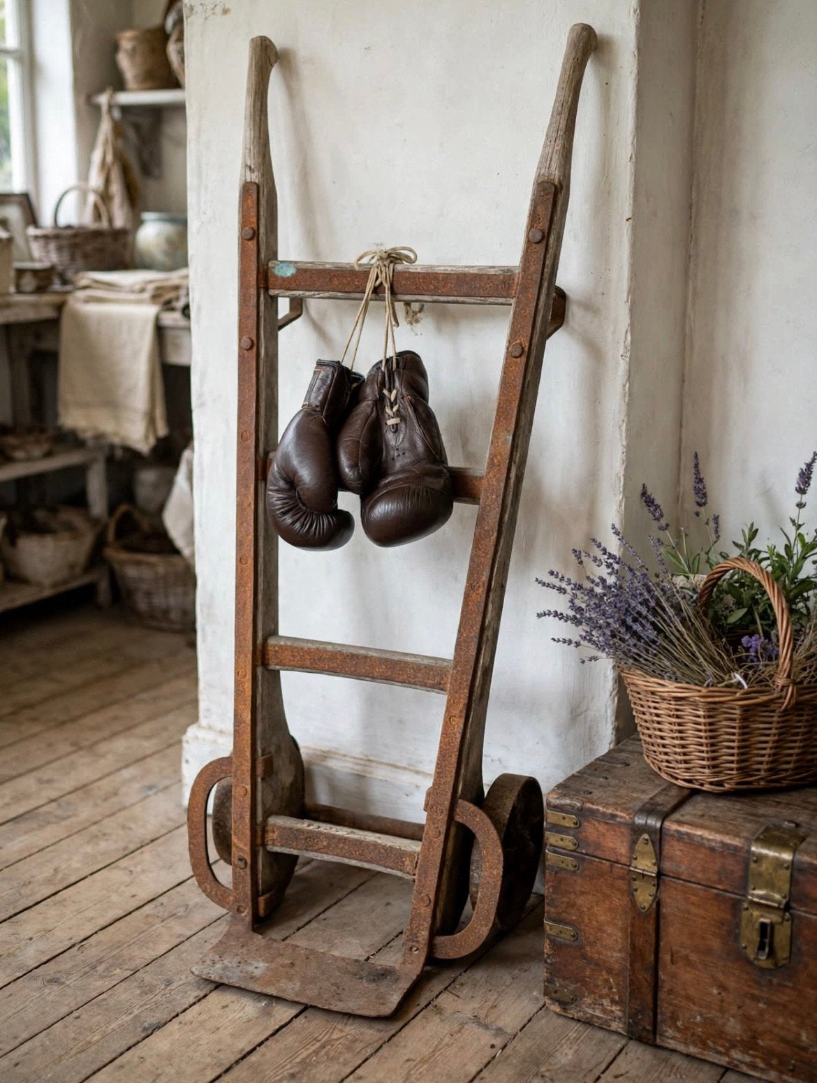 Brocante Oude Houten Steekwagen uit Zwitserland, ca. 1900, Antiek en Kunst, Ophalen