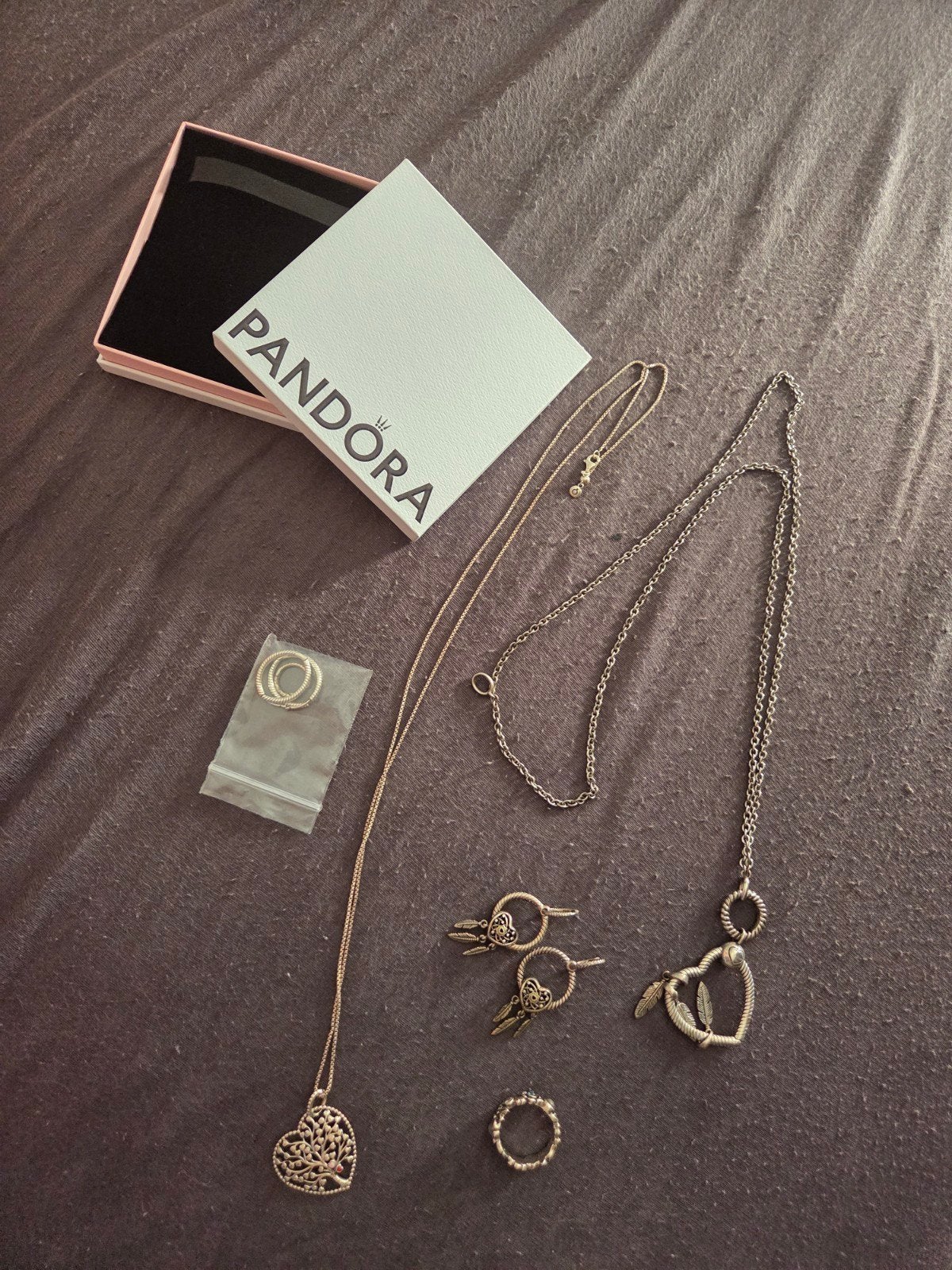 Pandora kettingen, oorbellen en ring (58), Ophalen of Verzenden, Zo goed als nieuw, Zilver, Zilver