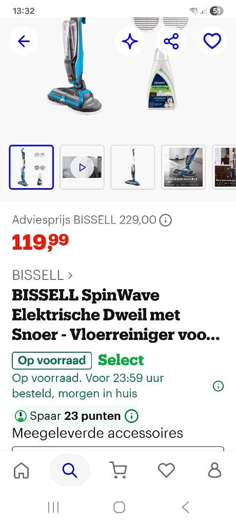 Bissell Vloer dweil, Ophalen, Zo goed als nieuw, Stoomreiniger