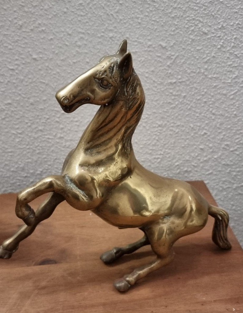 Brons of koper Horse statua elegant beeld, Antiek en Kunst, Ophalen, Brons