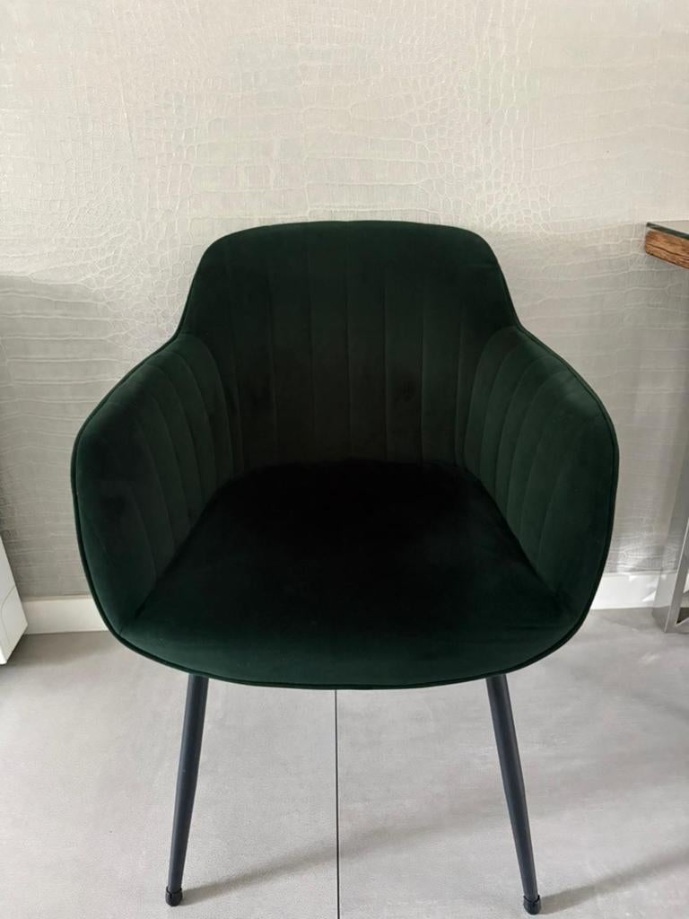 4 eetkamerstoelen groen, Ophalen, Overige kleuren, Zo goed als nieuw, Vier