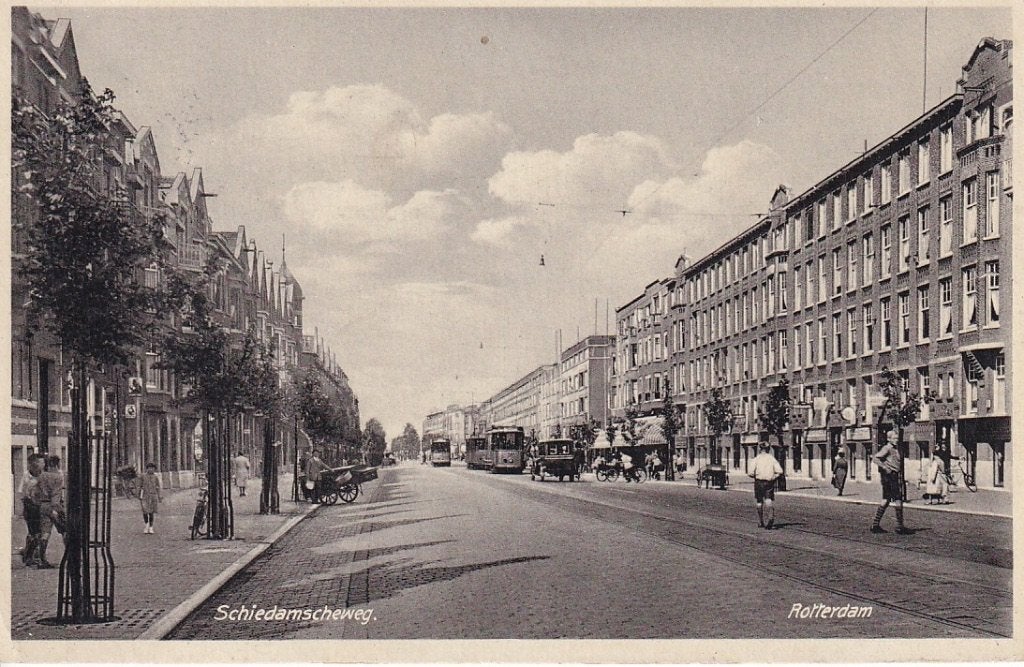 743A Rotterdam Schiedamseweg met trams, 1934, Ophalen of Verzenden, 1920 tot 1940, Gelopen, Zuid-Holland