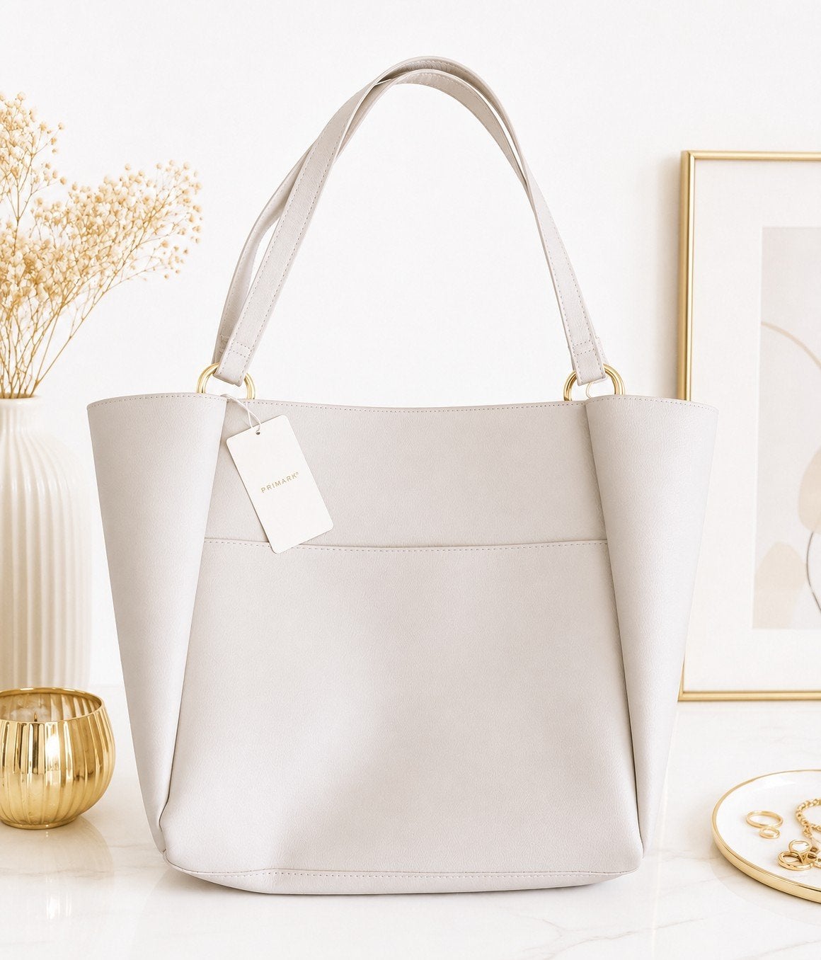 Nieuwe grote beige ecru handtas, Beige, Onbekend, Nieuw, Ophalen of Verzenden