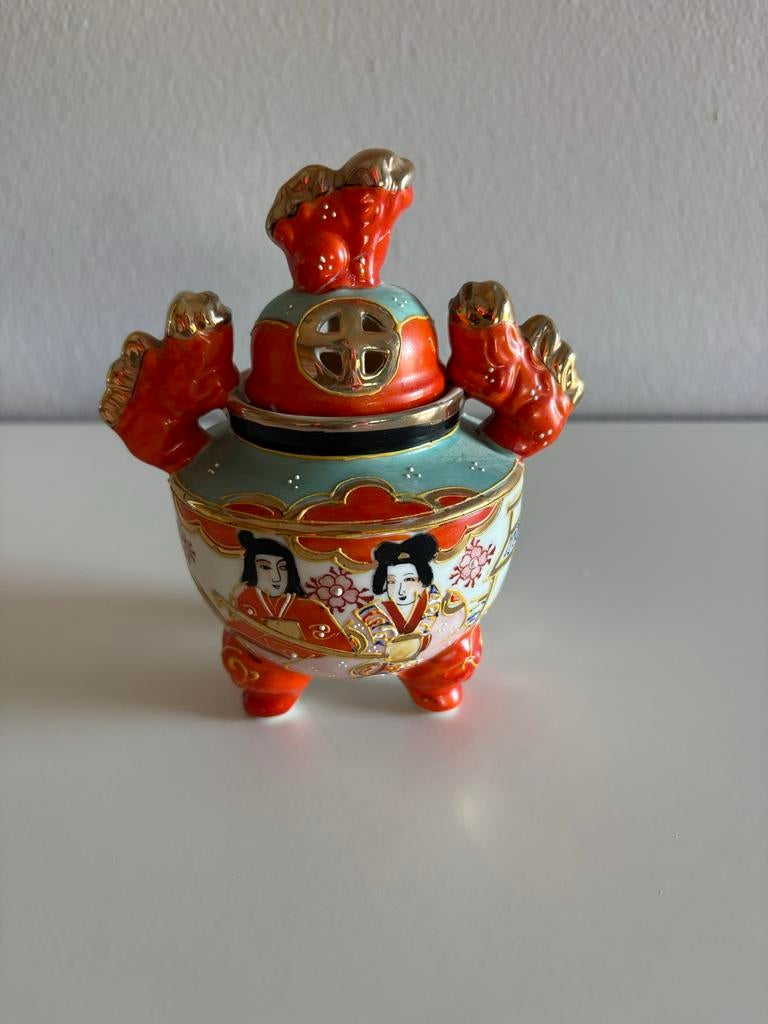 Antieke Japanse Koro wierookbrander met deksel, Ophalen of Verzenden