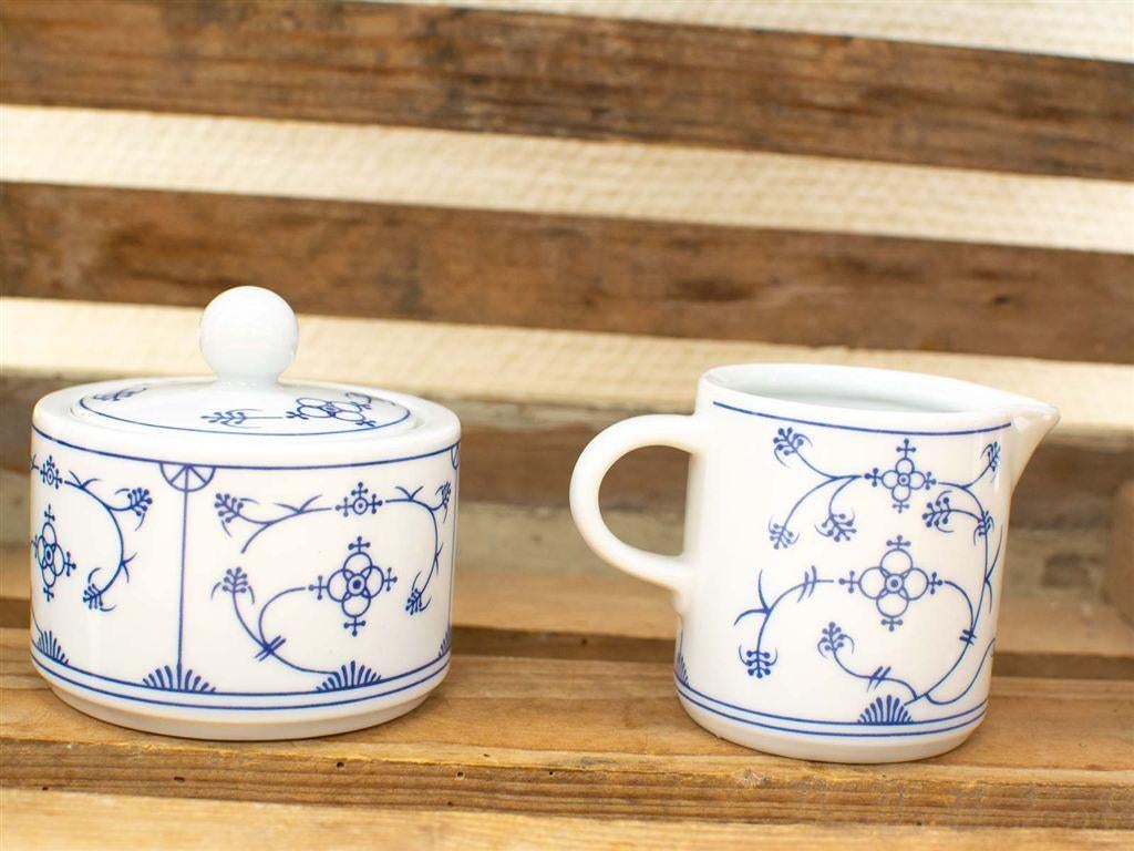 Blau Saks Jager eisenberg porseleinen suiker en melkkannetje, Gebruikt, Ophalen of Verzenden, Bord(en), Wedgwood