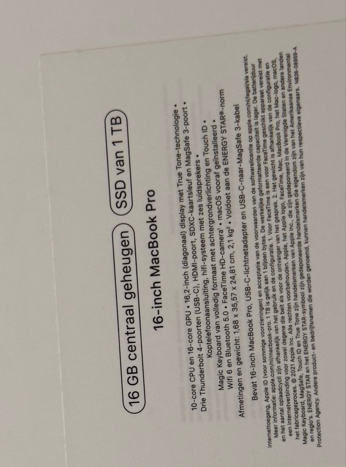 Foto 11 van MacBook Pro 16 inch M1 Pro - 16GB RAM - 1TB SSD
