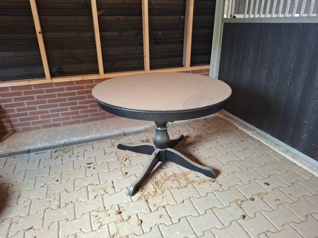 Eettafel Ikea Rosentorp, 100 tot 150 cm, Rond, Zo goed als nieuw, Vier personen