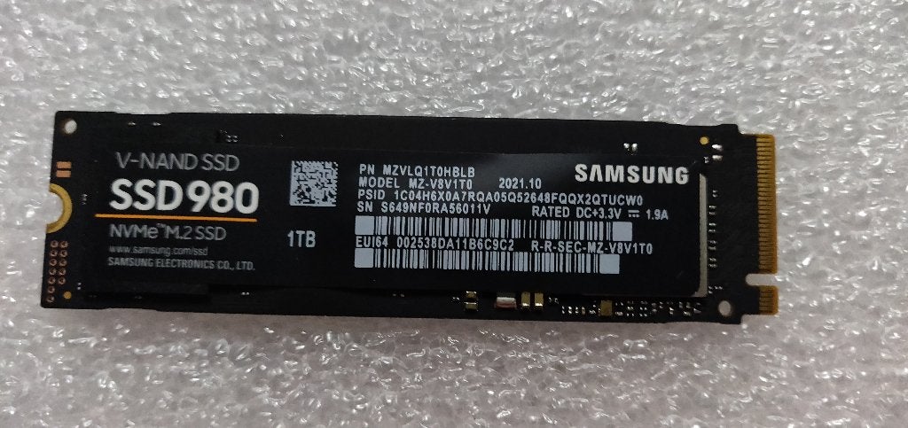 Samsung SSD 980 1TB NVMe 3500MB/s – 100% Health – 1970h, Ophalen, Intern, Gebruikt, SSD