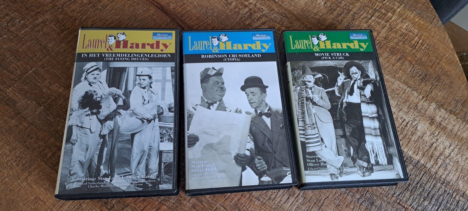 3 videobanden van Laurel & Hardy, Cd's en Dvd's, VHS | Film, Alle leeftijden, Ophalen of Verzenden, Gebruikt, Komedie
