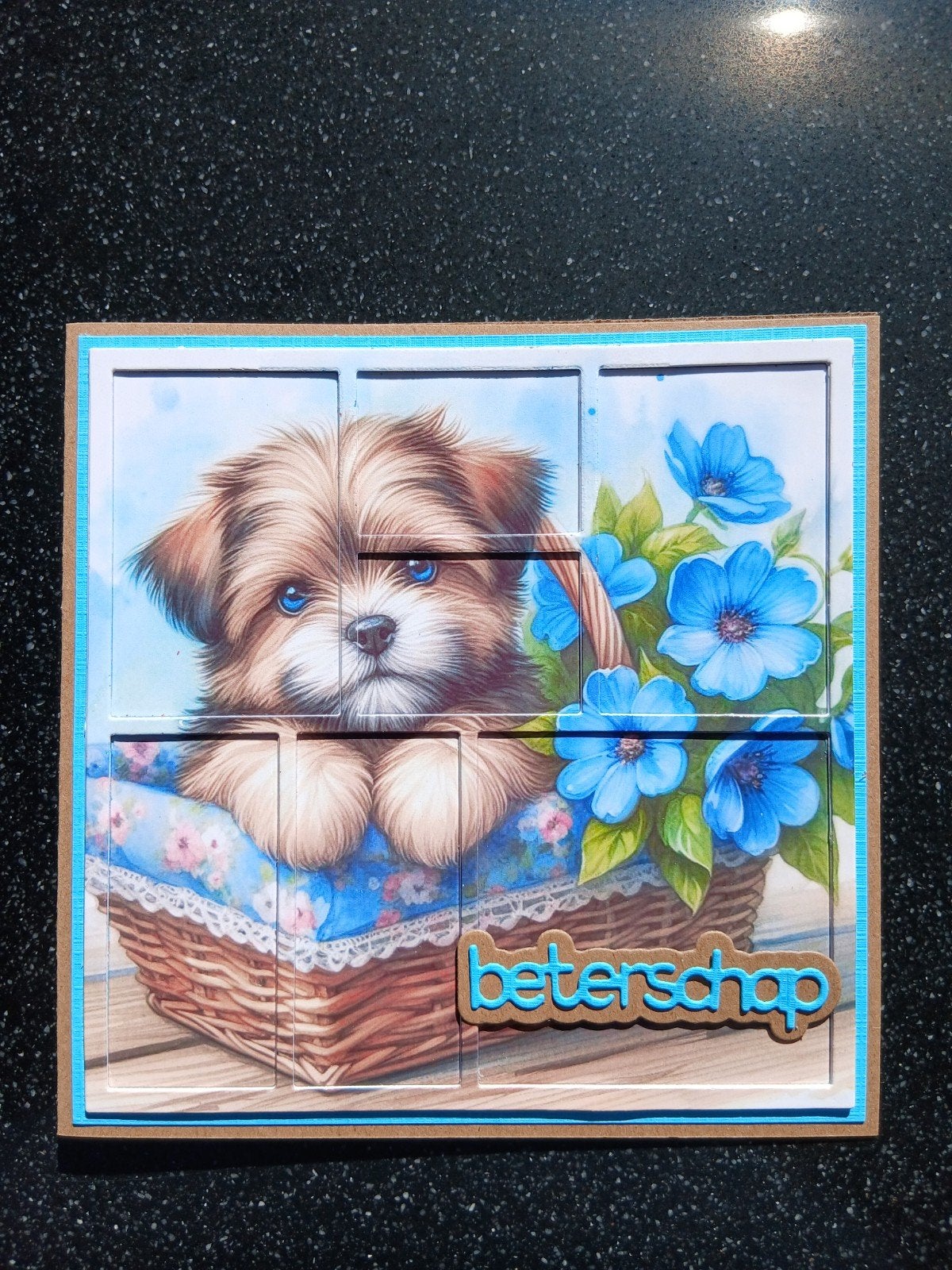 kaart beterschap hond bloemen 279 = 1,75, Ophalen of Verzenden, Zo goed als nieuw
