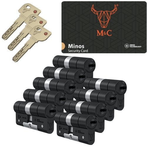 M&C Minos zwarte cilinder 9x gelijksluitend SKG***, Niet ingevuld, Niet ingevuld, Niet ingevuld