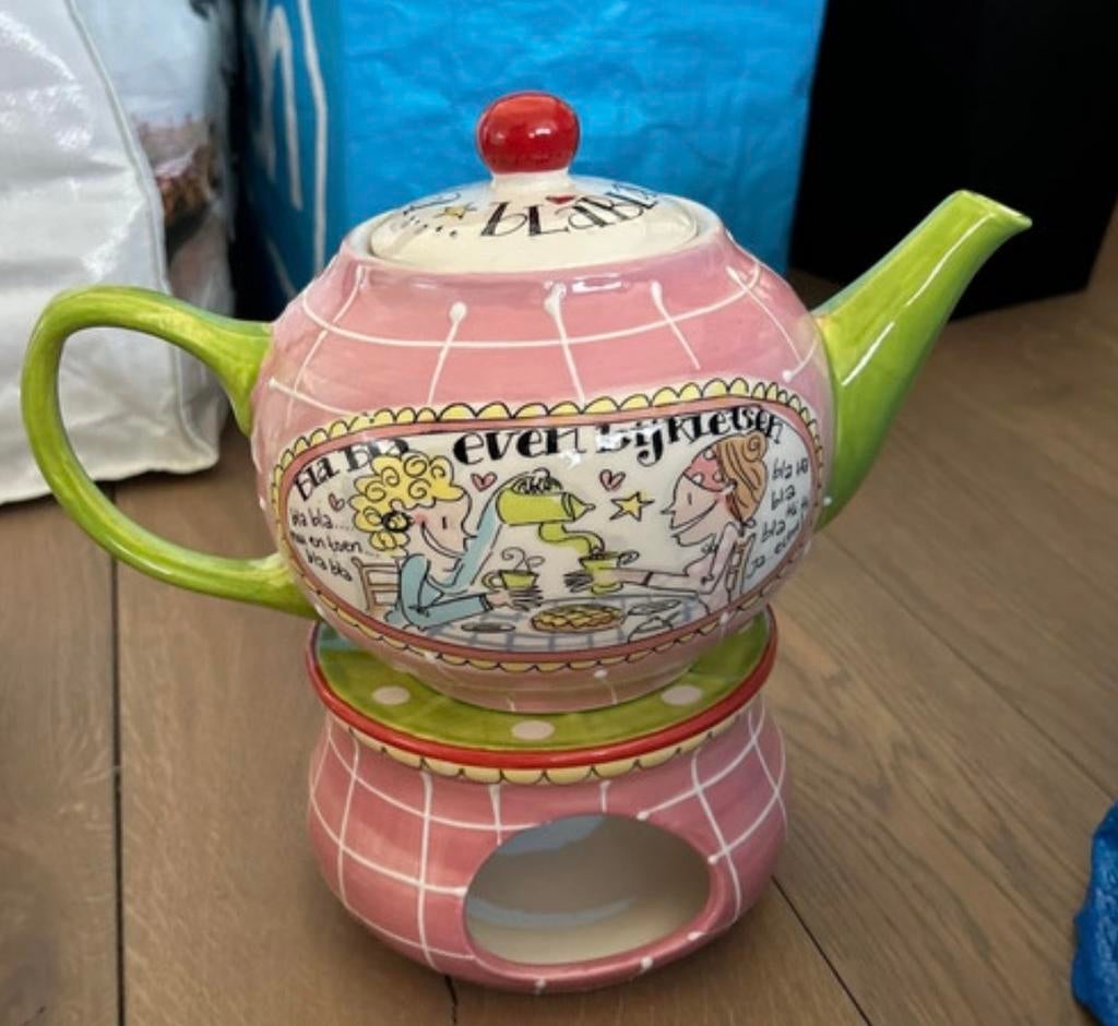 Blond Amsterdam theepot met theelicht houder- beschadigd, Ophalen of Verzenden, Gebruikt, Keramiek, Overige typen