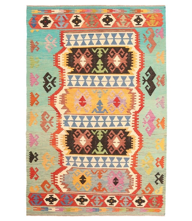 Handgemaakt Afghaans Kelim Vloerkleed - 300x198cm, Blauw, 150 tot 200 cm, Ophalen of Verzenden, ....