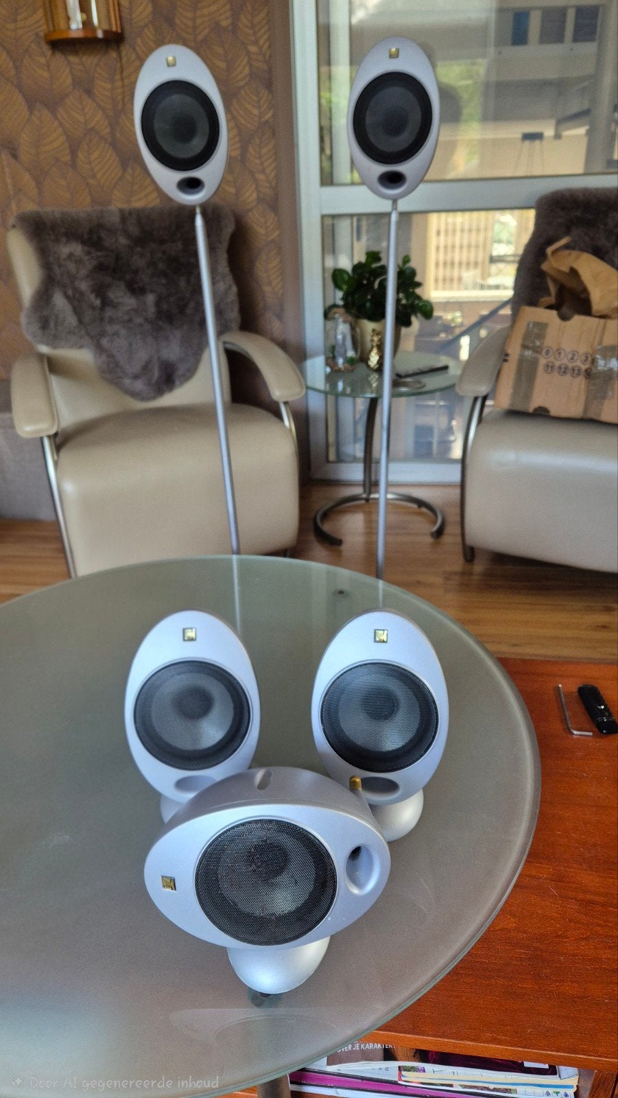 Iconische KEF KHT 2005 "Eitjes" Surround Set – Incl stands, Ophalen of Verzenden, Gebruikt, 60 tot 120 watt, Overige merken