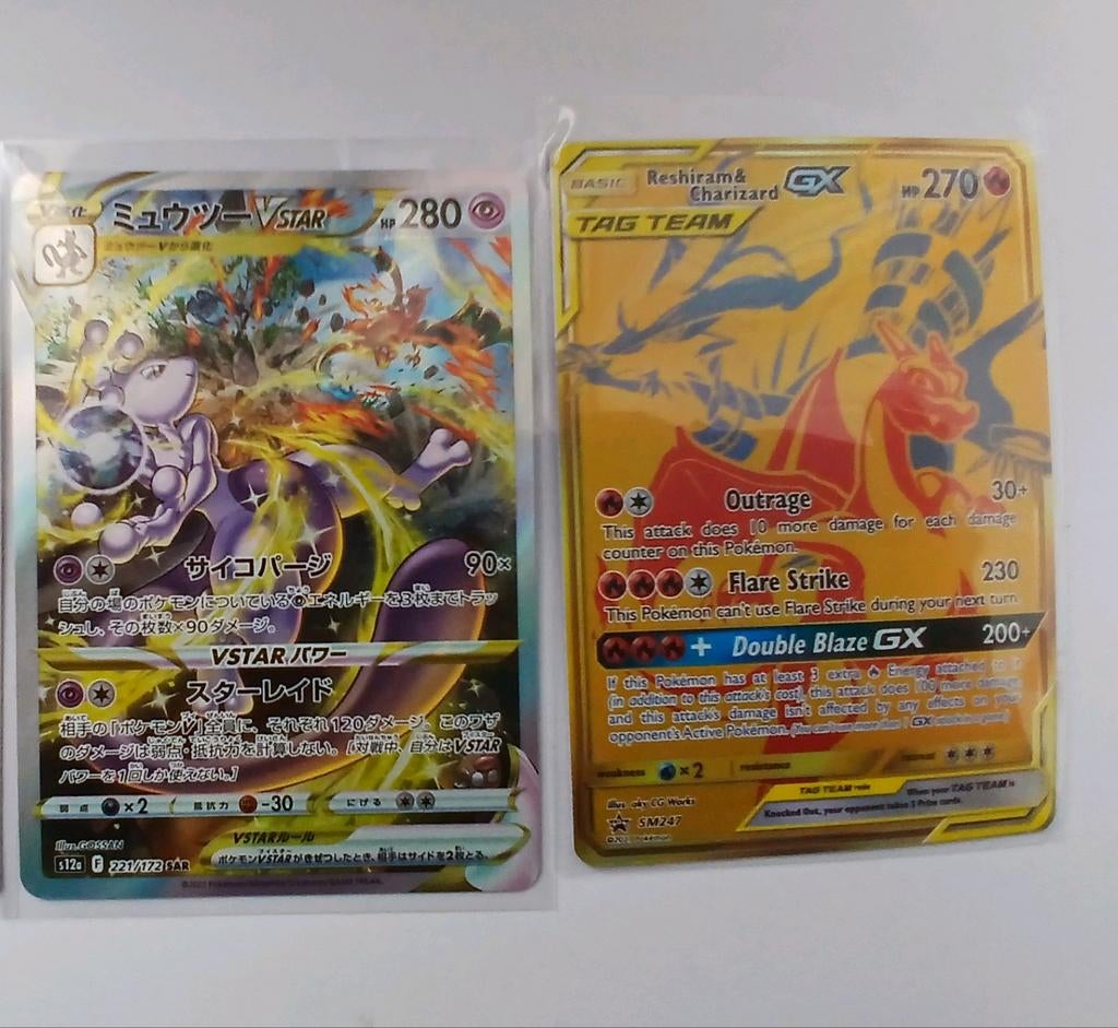Mewtwo/charizard&reshiram/venusaur&snivy/naganadel&guzzlord, Ophalen of Verzenden, Zo goed als nieuw, Meerdere kaarten, Foil
