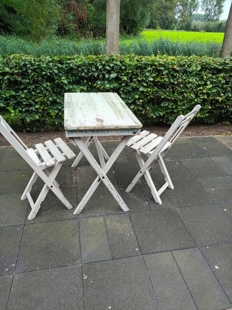 bistro set, Gebruikt, Tuinset, Hout, Ophalen
