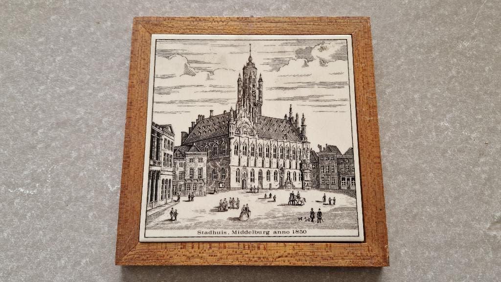 oud tegeltje in lijst middelburg, Ophalen of Verzenden
