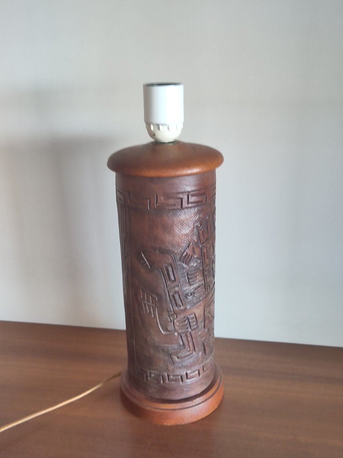 Vintage leren lamp Angel Pazmino Meubles de Estilo leer, Ophalen of Verzenden