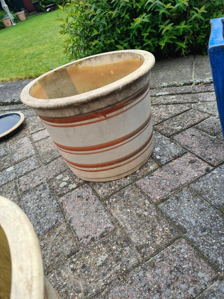 2 bloempotten, Ophalen of Verzenden, Rond, Steen, Minder dan 30 cm