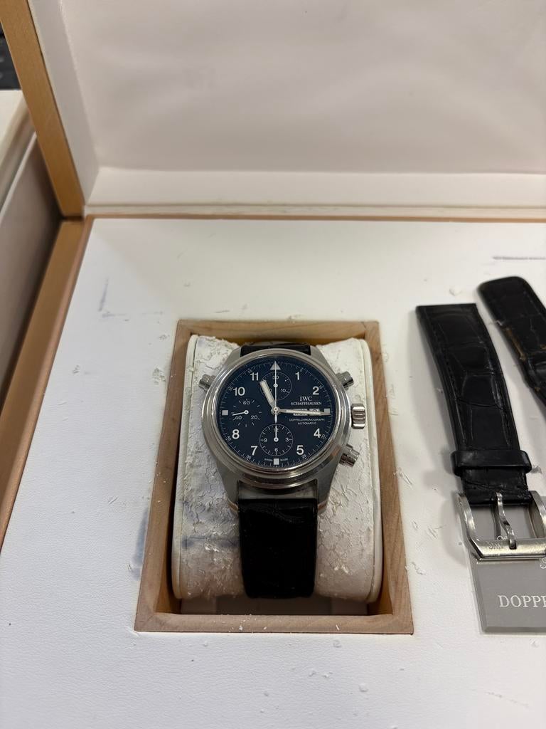 Iwc doppelchronograph automatic, Overige merken, Polshorloge, Ophalen of Verzenden, Leer
